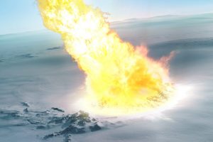 Mocked up illustration of touchdown impact on Antarctica by Mark A. Garlick