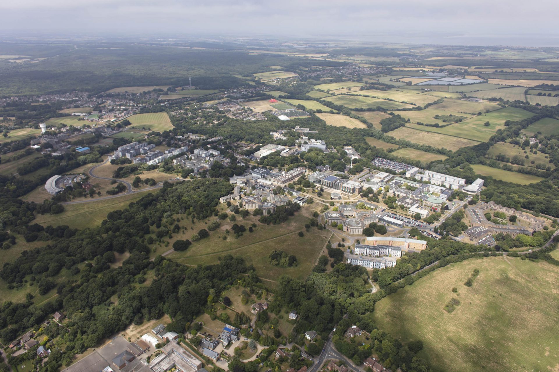 Aerial view of University of Kent's Canterbury Campus