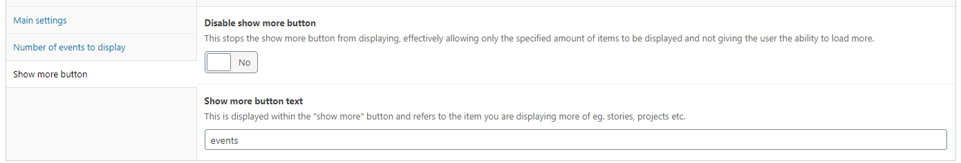 Events panel options 3