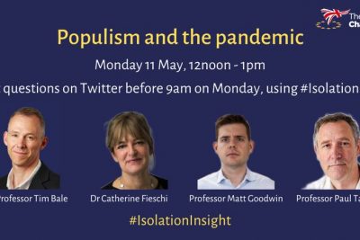 ‘Populism and the Pandemic’ virtual event with Prof Matthew Goodwin – 11 May, 12pm