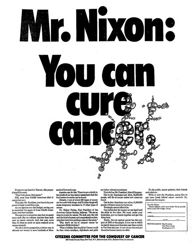 Mr Nixon: you can cure cancer