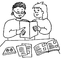 Two people holding a book