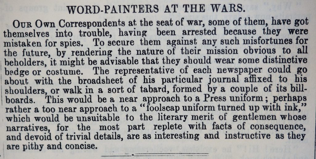 [Percival Leigh,] ‘Word-Painters at the Wars’, Punch, 24 September 1870, p. 127.