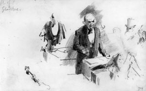 Sydney Prior Hall, William Ewart Gladstone, pencil sketch