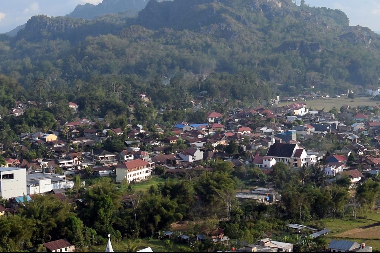 A village at the base of a mountain